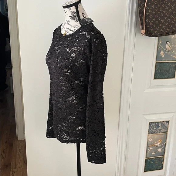 White House Black Market Black Lace Blouse - Picture 8 of 13